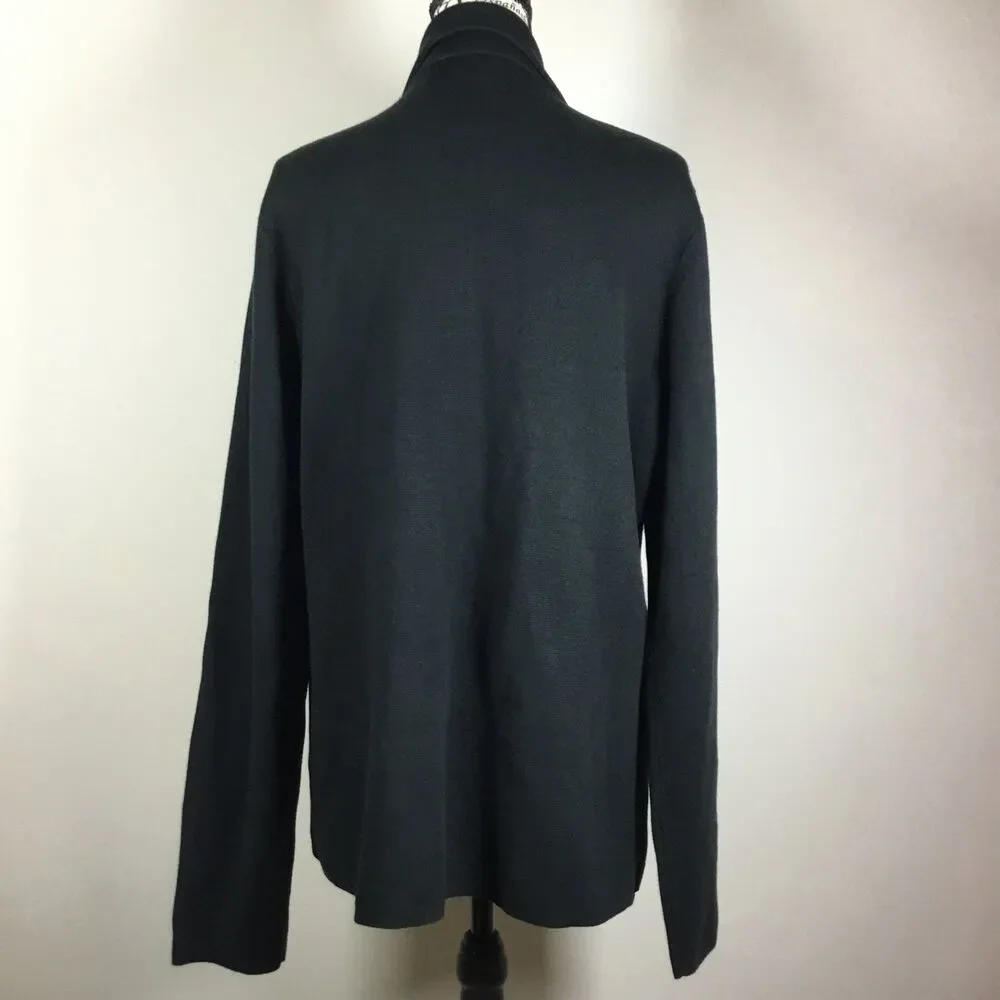 J Crew black cotton blazer cardigan pockets business casual closet staple XL